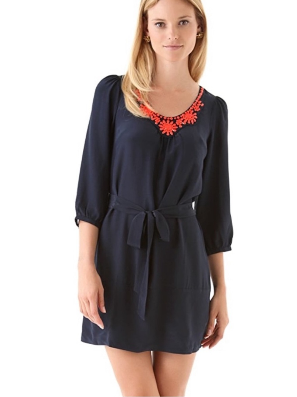 Shoshanna Lacey Beaded Silk Dress 0